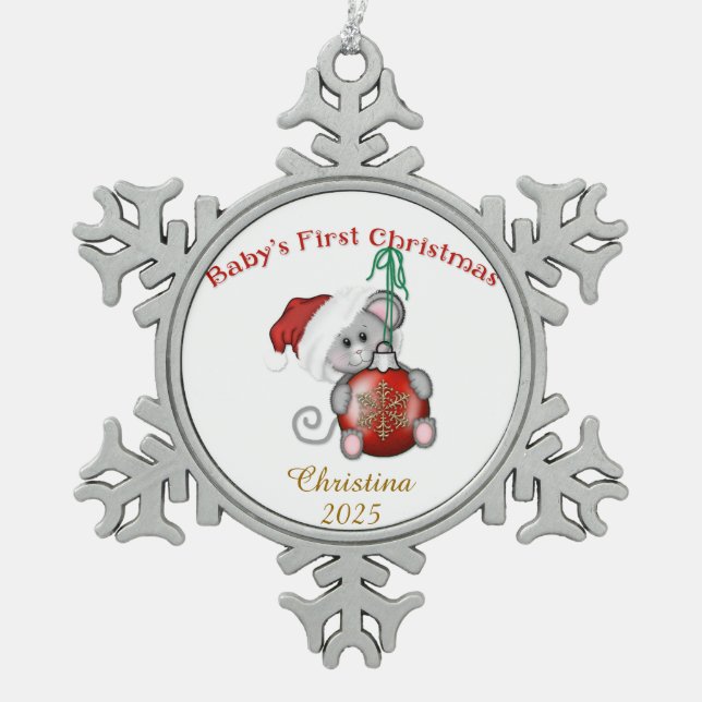 Weihnachten Schneeflocken Zinn-Ornament (Vorderseite)