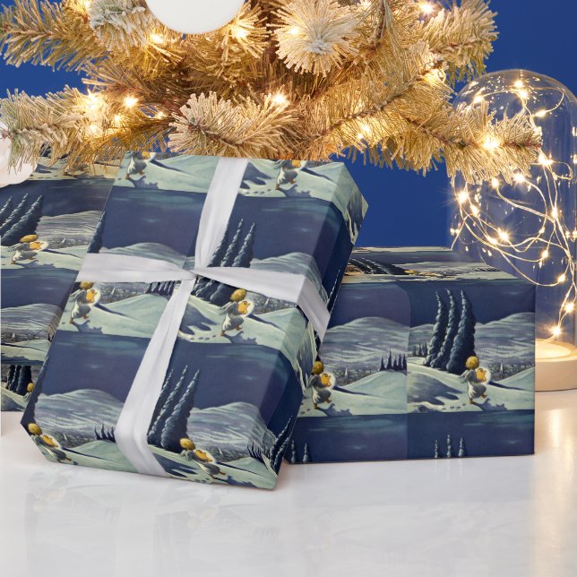 Weihnachten, Schneegel Walking mit einem Stern Geschenkpapier (Feiertage)