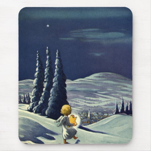 Weihnachten, Schneegel Walking mit einem Stern Mousepad (Vorne)