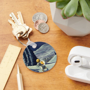 Weihnachten, Schneegel Walking mit einem Stern Schlüsselanhänger