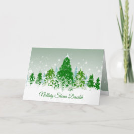 Weihnachten, schneegrüne Tannenbäume Feiertagskarte