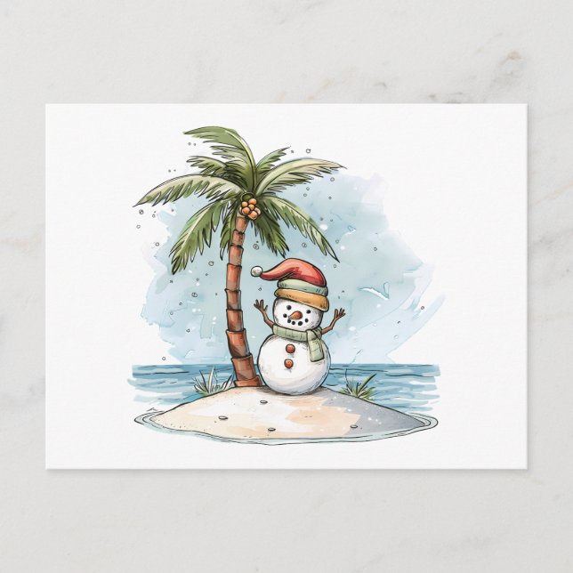 Weihnachten - Schneemann mit Weihnachten Hat tropi Postkarte (Vorderseite)