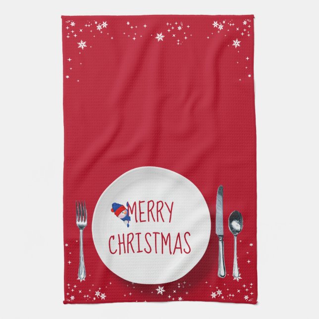 Weihnachten Schneemann Tafel Küchentuch (Vertikal)