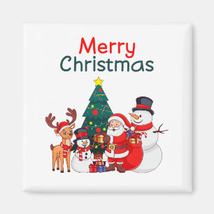Weihnachten, Schneemann und Rentier frohe Weihnach Magnet