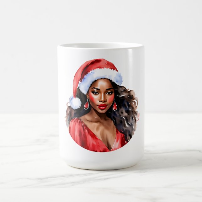 Weihnachten Schöne Schwarze Weihnachtsmannmütze Kaffeetasse (Mittel)