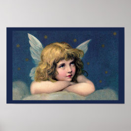 Weihnachten, Schöner Engel mit Gold Stars Poster
