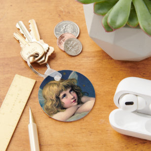 Weihnachten, Schöner Engel mit Gold Stars Schlüsselanhänger