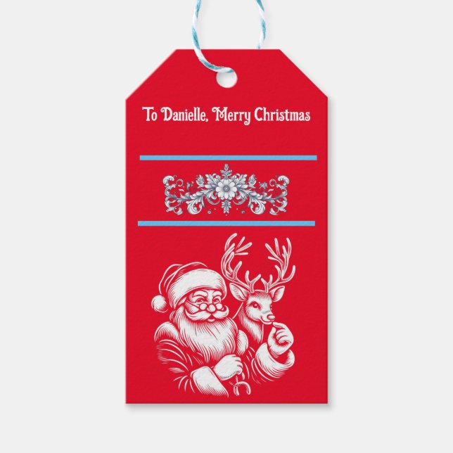 Weihnachten Schöner Weihnachtsmann Geschenkanhänger (Vorderseite)