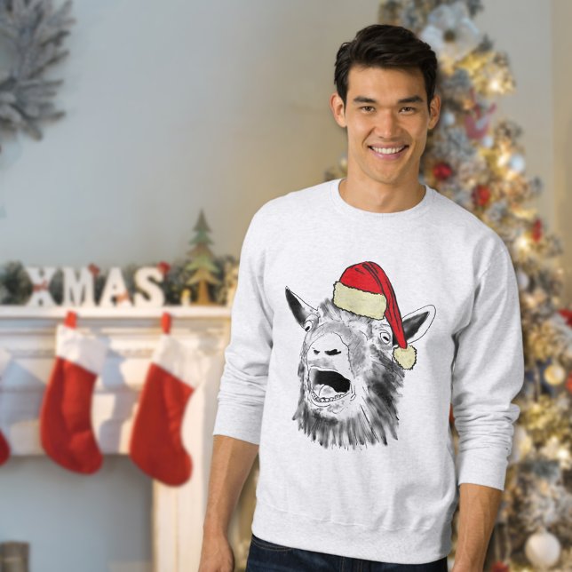 Weihnachten Schrei-Ziege Sweatshirt (Funny christmas screaming goat animal art T-shirt)