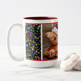 Weihnachten (schwarz mit Weihnachtsbeleuchtung) Zweifarbige Tasse