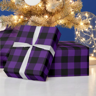 Weihnachten Schwarz und königliches Lila Buffalo K Geschenkpapier