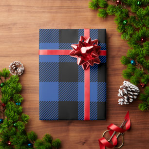 Weihnachten Schwarz und Royalblau Buffalo Karo Geschenkpapier