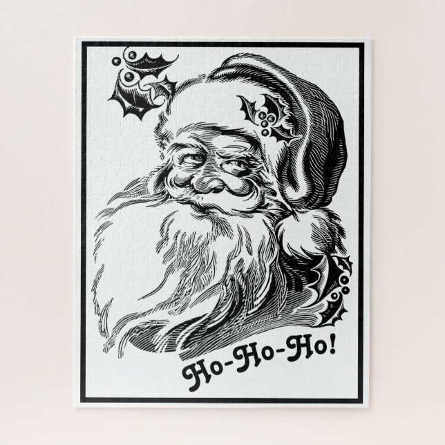 Weihnachten Schwarz-weißer Weihnachtsmann Puzzle (Vertikal)