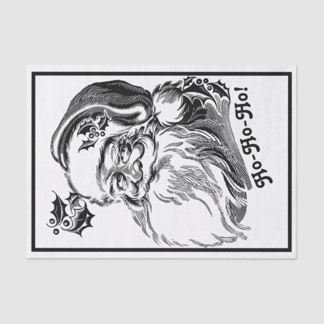 Weihnachten Schwarz-weißer Weihnachtsmann Seidenpapier (Vorderseite)