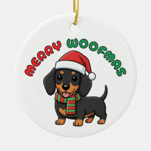 Weihnachten Schwarze Dackel Ornament: Frohe Weihna Keramik Ornament