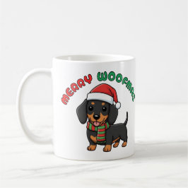 Weihnachten Schwarze Dackel Tasse: Fröhliche Woofm Kaffeetasse