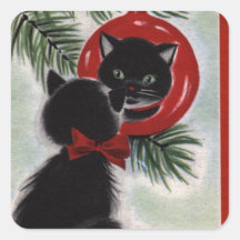 Weihnachten Schwarze Katze Blick auf Ornament