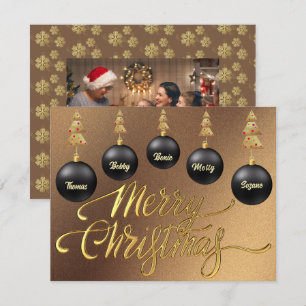 Weihnachten schwarze Ornamente Familie Foto golden