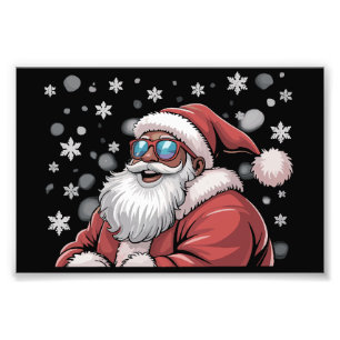 Weihnachten Schwarzer Afroamerikanischer Santa Xma Fotodruck