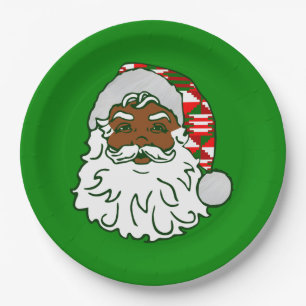 Weihnachten Schwarzer Santa Claus kwanzaa kente Pappteller