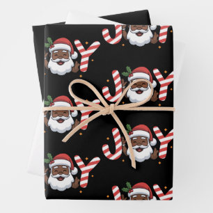 Weihnachten Schwarzer Weihnachtsmann Afrikanische  Geschenkpapier Set