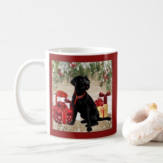 WEIHNACHTEN SCHWARZES LABRADOR KAFFEETASSE (Mit Donut)