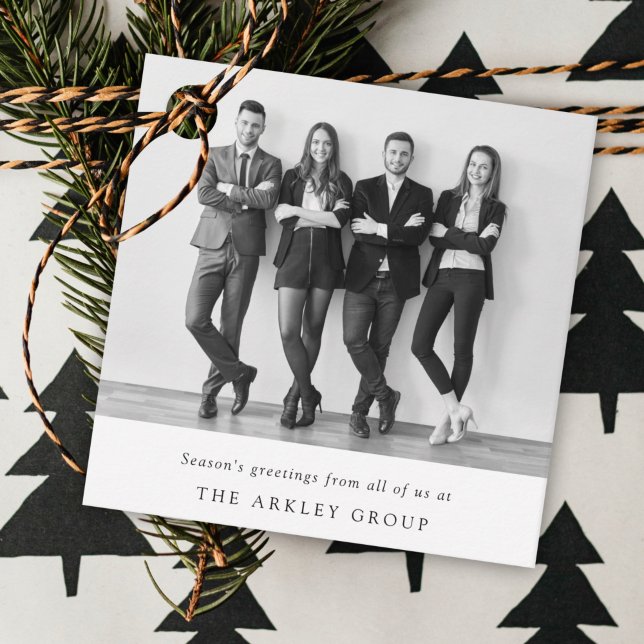 Weihnachten | Schwarzes und Weiß Geschenkanhänger (Stylish business holiday tags with professional typography and customizable greeting)