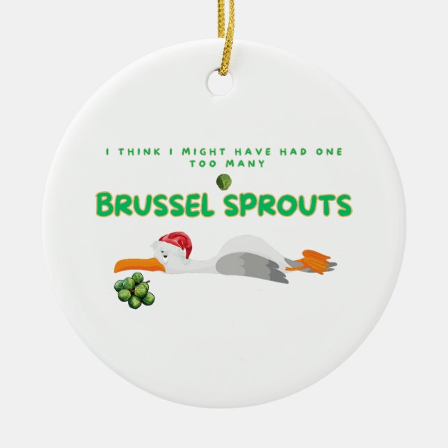 Weihnachten Seagull - Zu viele Brussel Sprouts Keramik Ornament (Vorne)