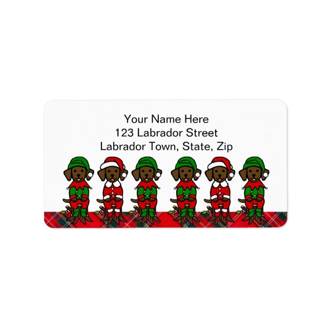 Weihnachten Sechs Schokolade Labrador Welpen Adressaufkleber (Vorne)