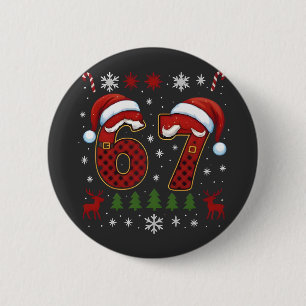 Weihnachten Sechs Sieben 67 Santa Xmas Gen Alpha Button