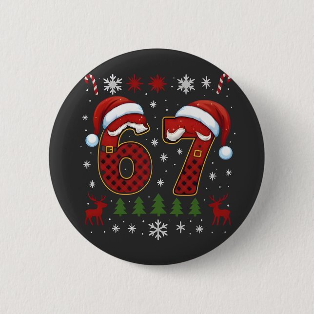 Weihnachten Sechs Sieben 67 Santa Xmas Gen Alpha Button (Vorderseite)