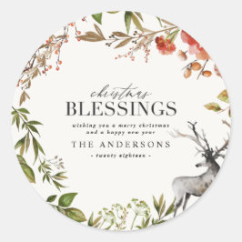 Weihnachten Segeln Aquarellwald Urlaub Runder Aufkleber