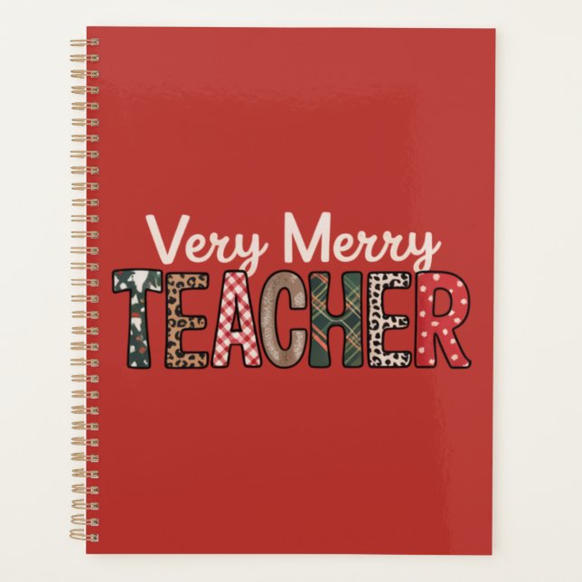 Weihnachten Sehr frohe Lehrerin Leopard Tree Planer (Vorderseite)