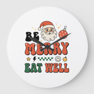 Weihnachten Sei Fröhlich Iss Gut Santa Design Große Wanduhr