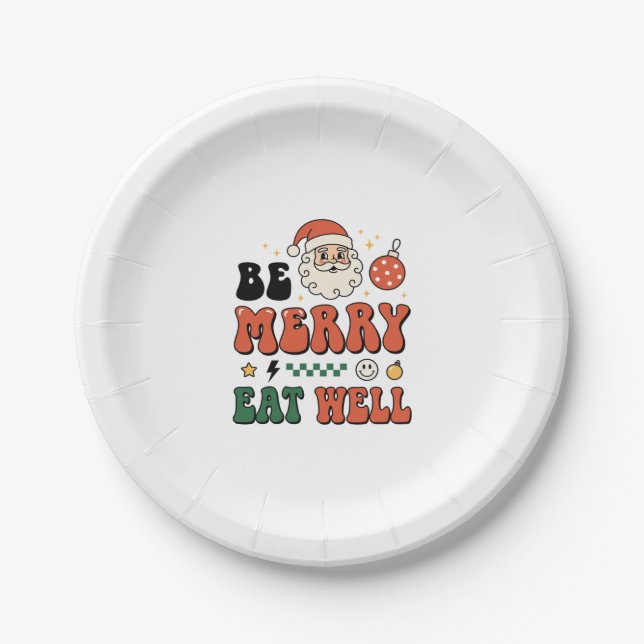 Weihnachten Sei Fröhlich Iss Gut Santa Design Pappteller (Vorderseite)