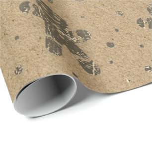 Weihnachten Sepia Gold Gingerbread Man Kraft Geschenkpapier