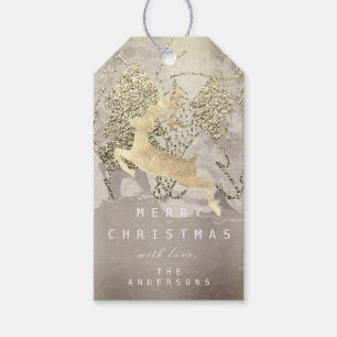 Weihnachten Sepia Gold Grunge Rentierbaume Geschenkanhänger