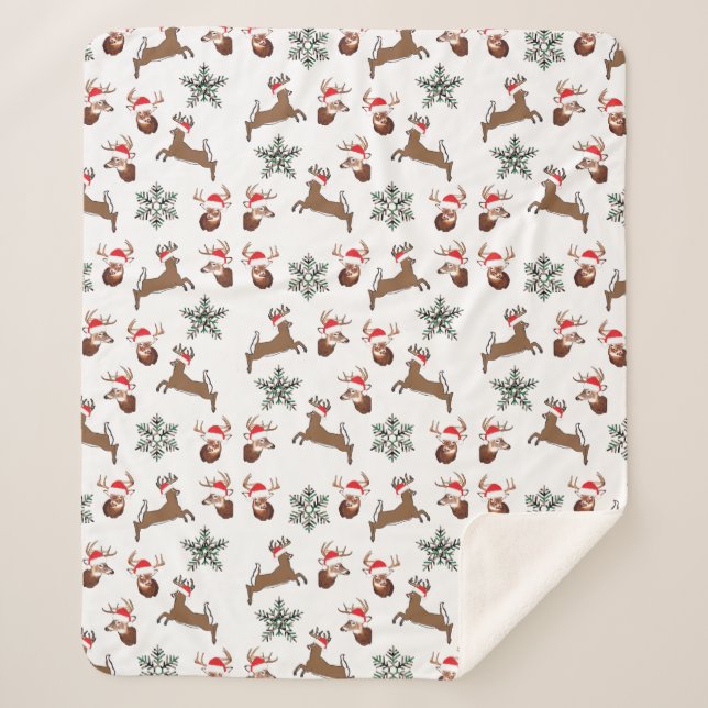Weihnachten, Sherpa-Decke, Urlaub, Rentiere Sherpadecke (Vorderseite)