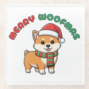 Weihnachten Shiba Inu Untersetzer: Fröhliche Woofm Glasuntersetzer