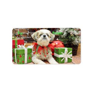 Weihnachten - Shih Tzu - Bailey Adressaufkleber