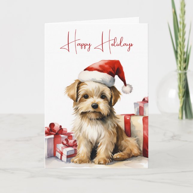 Weihnachten Shih-Tzu mit Weihnachtsgeschenken Karte (Vorderseite)