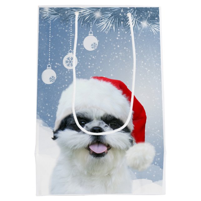 Weihnachten Shih Tzu Mittlere Geschenktüte (Rückseite)