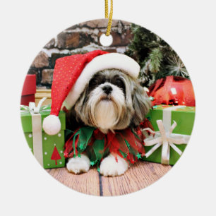 Weihnachten - Shih Tzu - Vince Keramikornament