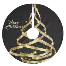 Weihnachten Shiny Golden Ribbon Tree Sparkle Schwa Polyester Weihnachtsbaumdecke