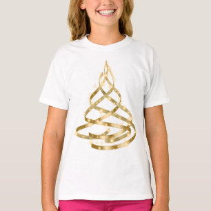 Weihnachten Shiny Golden Ribbon Tree Sparkle T-Shirt