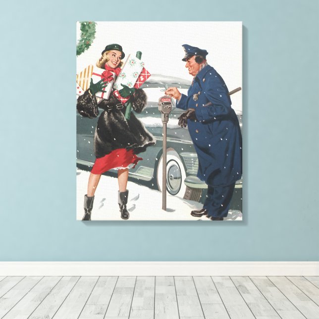 Weihnachten, Shopping präsentiert Polizisten Leinwanddruck (Insitu (Holzboden))