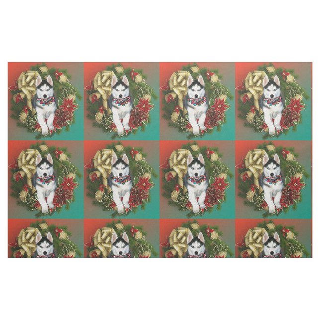 Weihnachten Siberischer Husky-Hund Stoff (Fat Quarter (45,7 x 55,9 cm))