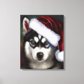 Weihnachten Siberischer Husky / Schlittenhund Leinwanddruck