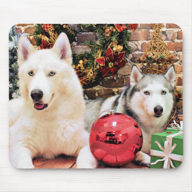 Weihnachten - sibirischer Huskies - Bailey und Mousepad (Vorne)