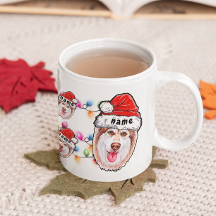 Weihnachten Sibirischer Husky Head Weihnachtsmannm Kaffeetasse